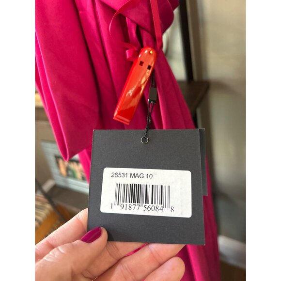 Ieena Mac Duggal Charmeuse Halter Strap Soft Tie Waist Gown Magenta Womens Size - Picture 10 of 10